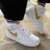 Nike Air Force One Custom Mid Swoosh e Dettagli Dorati