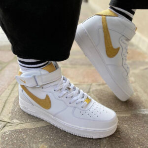 Nike Air Force One Custom Mid Swoosh e Dettagli Dorati