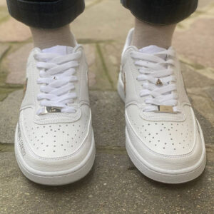 Nike Court Vision Low Custom Swoosh Dipinto a Mano Cookies e Pupazzo Blu