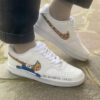 Nike Court Vision Low Custom Swoosh Dipinto a Mano Cookies e Pupazzo Blu