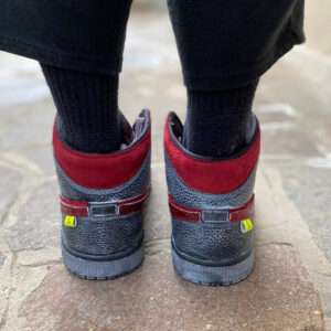 Nike Jordan 1 Custom Delavè Doppio Swoosh e Inserti Squamato Bordeaux