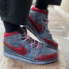 Nike Jordan 1 Custom Delavè Doppio Swoosh e Inserti Squamato Bordeaux