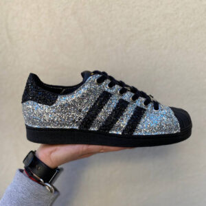 Adidas Superstar Personalizzate Core Black Glitter Argento e Nero