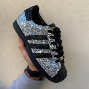 Adidas Superstar Personalizzate Core Black Glitter Argento e Nero