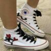 Converse All Star Personalizzate Cuori Glitter Rosso e Lacci Raso Nero