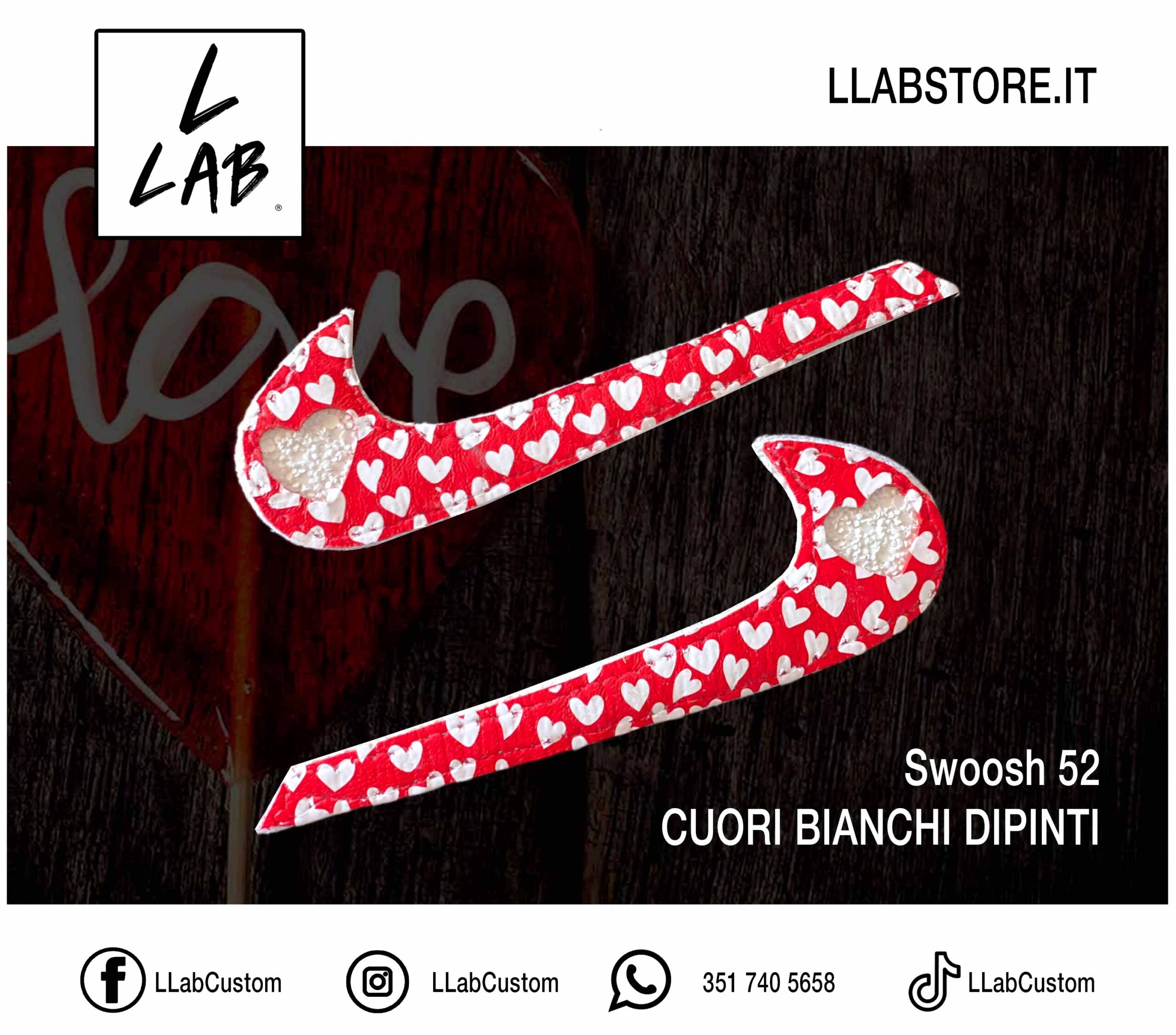 Nike Swoosh Cuori Bianchi Dipinti - LLab Scarpe Personalizzate - Foto 5