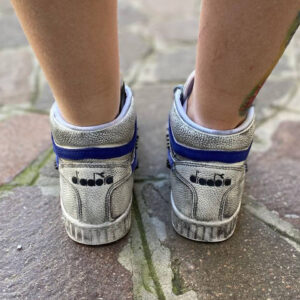 Diadora Personalizzate Game L High Waxed Delavè, Logo Scamosciato, Borchie Cono Alto Nere