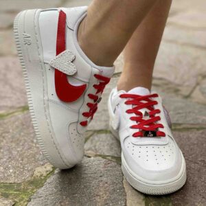 Nike Air Force 1 Custom Swoosh Intercambiabile Cuore Glitter Bianco