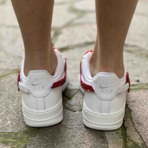 Nike Air Force 1 Custom Swoosh Intercambiabile Cuore Glitter Rosso