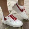 Nike Air Force 1 Custom Swoosh Intercambiabile Cuore Glitter Bianco