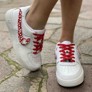 Nike Air Force 1 Custom Swoosh Intercambiabile Cuori Bianchi Dipinti