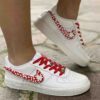 Nike Air Force 1 Custom Swoosh Intercambiabile Cuori Bianchi Dipinti