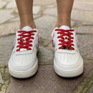 Nike Air Force 1 Custom Swoosh Intercambiabile Cuori Bianchi Dipinti