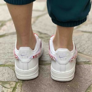 Nike Air Force 1 Custom Swoosh Intercambiabile Cuori Rossi Dipinti