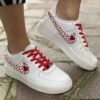 Nike Air Force 1 Custom Swoosh Intercambiabile Cuori Rossi Dipinti