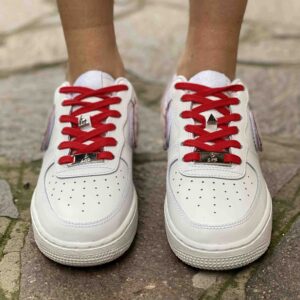Nike Air Force 1 Custom Swoosh Intercambiabile Cuori Rossi Dipinti