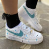 Nike Air Force One Custom Swoosh Acqua Marina e Sporcatura Azzurro e Nero