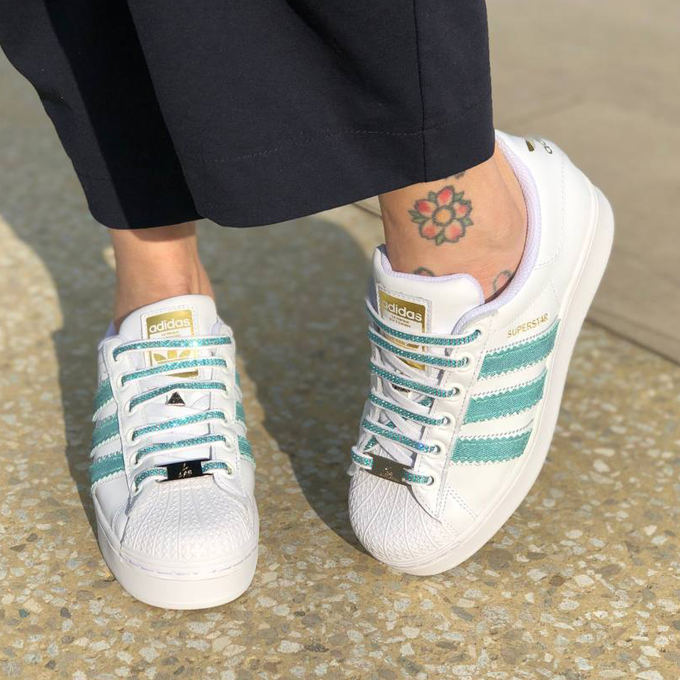 Adidas superstar sales bianche e azzurre