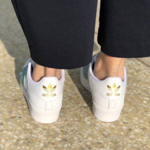 Adidas Superstar Bold Personalizzate Total White Bande e Lacci Strass Acquamarina