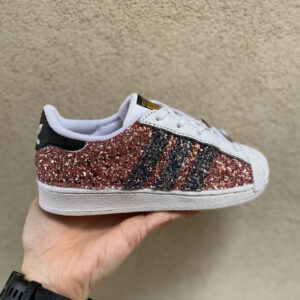 Adidas Superstar Personalizzate Bambino Glitter Rosa e Antracite