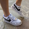 Nike Court Vision Custom Cartoon Bianco e Nero Con Swoosh Goccia