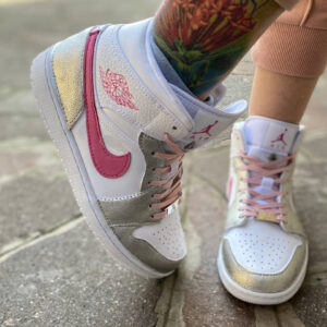 Nike Jordan 1 Custom Argento e Rosa