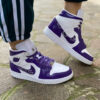 Nike Jordan 1 Custom Cartoon Dipinta A Mano Viola con Swoosh Bandana Viola