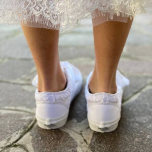 Vans Custom Sposa Total White Sposa Pizzo e Lacci di Raso