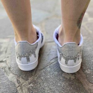 Adidas Superstar Personalizzate Glitter Goccia e Borchie Argento