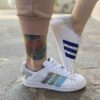 Adidas Superstar Personalizzate Glitter Goccia e Borchie Argento