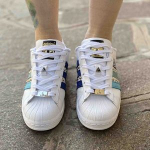 Adidas Superstar Personalizzate Glitter Goccia e Borchie Argento