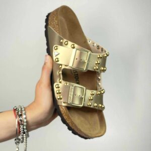 Birkenstock Arizona Personalizzate Base Oro Borchie Oro