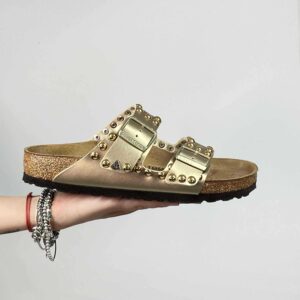Birkenstock Arizona Personalizzate Base Oro Borchie Oro
