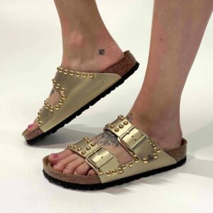 Birkenstock Arizona Personalizzate Base Oro Borchie Oro