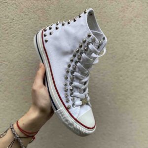 Converse All Star Personalizzate Borchie Cono Alto Argento