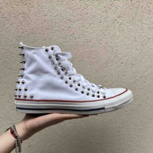 Converse All Star Personalizzate Borchie Cono Alto Argento
