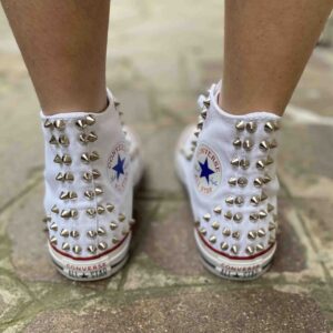 Converse All Star Personalizzate Borchie Cono Alto Argento
