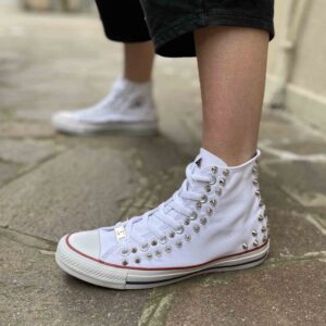 Converse All Star Personalizzate Borchie Cono Alto Argento