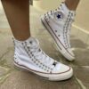 Converse All Star Personalizzate Borchie Cono Alto Argento