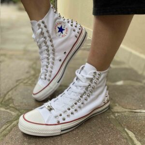 Converse All Star Personalizzate Borchie Cono Alto Argento