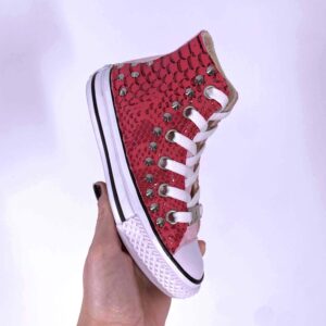 Converse All Star Personalizzate Bambino Squamato e Glitter Rosa
