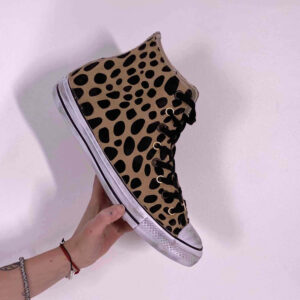Converse All Star Personalizzate Tessuto Leo Borchie e Occhielli Oro Bruniti