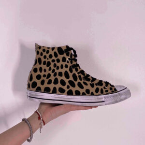 Converse All Star Personalizzate Tessuto Leo Borchie e Occhielli Oro Bruniti