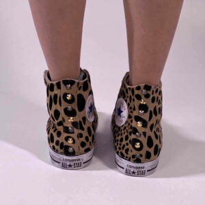 Converse All Star Personalizzate Tessuto Leo Borchie e Occhielli Oro Bruniti
