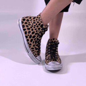 Converse All Star Personalizzate Tessuto Leo Borchie e Occhielli Oro Bruniti