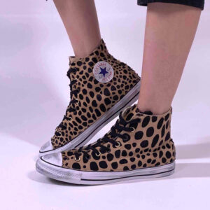 Converse All Star Personalizzate Tessuto Leo Borchie e Occhielli Oro Bruniti