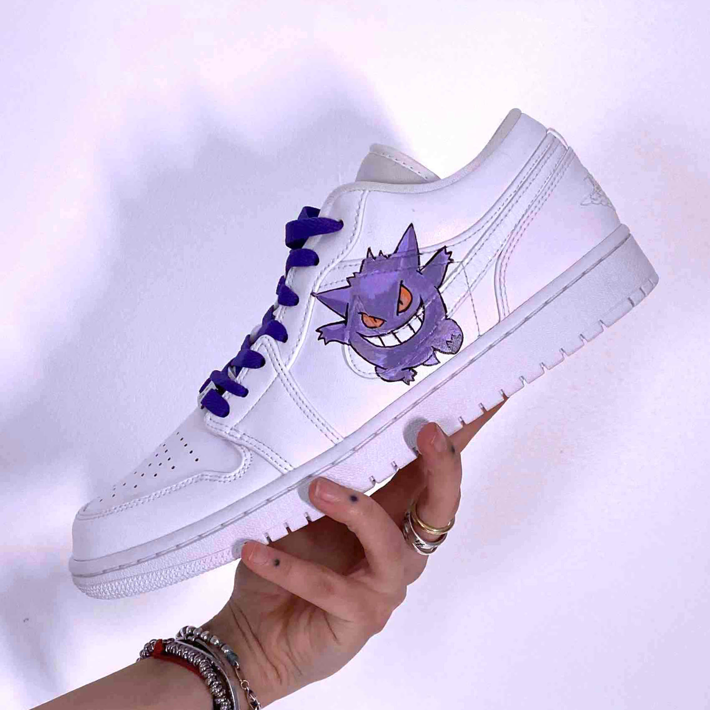 Nike Jordan 1 Custom Low Dipinta a Mano Purple Monster