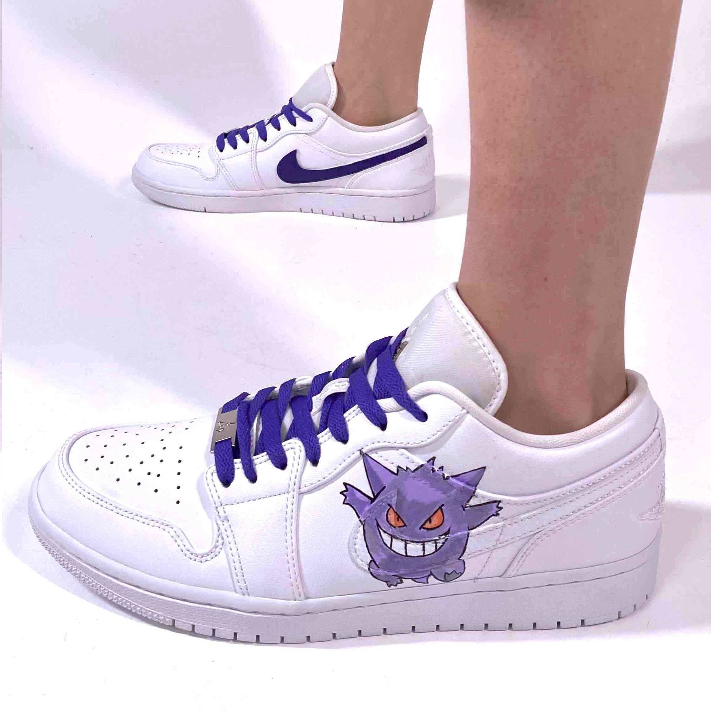 Nike Jordan 1 Custom Low Dipinta a Mano Purple Monster