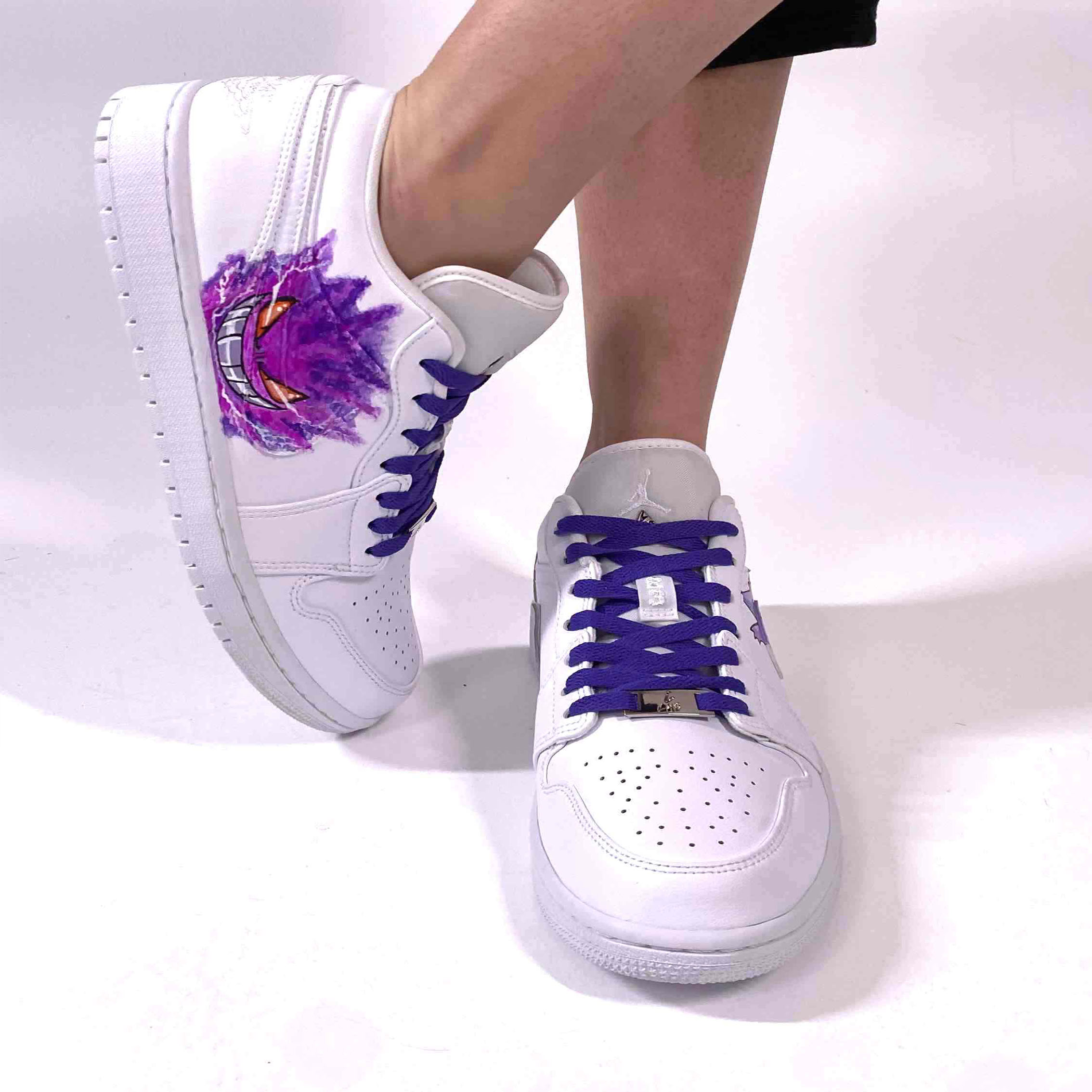 Nike Jordan 1 Custom Low Dipinta a Mano Purple Monster