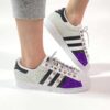 Adidas Superstar Personalizzate Glitter Oro e Lurex Bianco, Stelle Argento